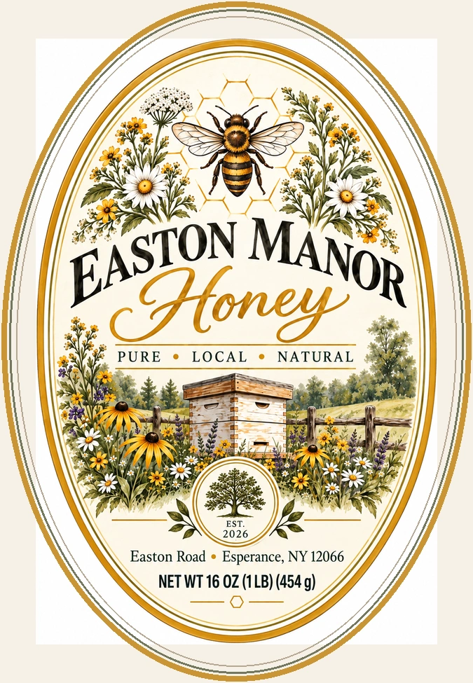 Easton Manor 1-pound botanical honey label